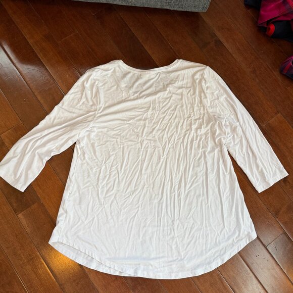 JM Collection Women’s White Long Sleeve Scoop Neck Top, size Large - Picture 9 of 11